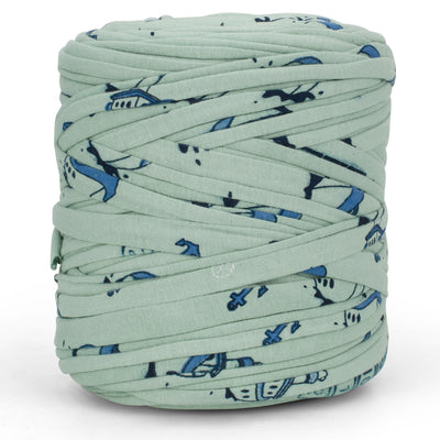 Printed Recycled T-Shirt Fabric Yarn - Pastel Sage