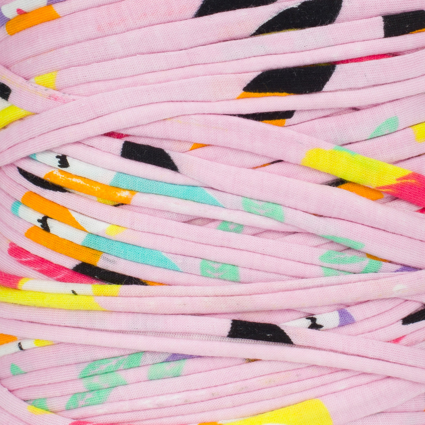 Printed Recycled T-Shirt Fabric Yarn - Pink Festival