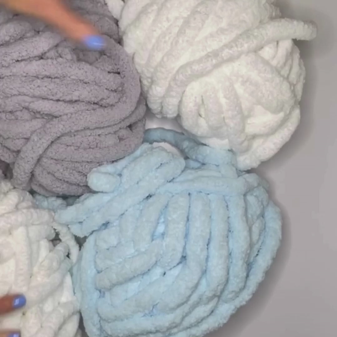 20mm Chunky Chenille Yarn - Powder Blue Color