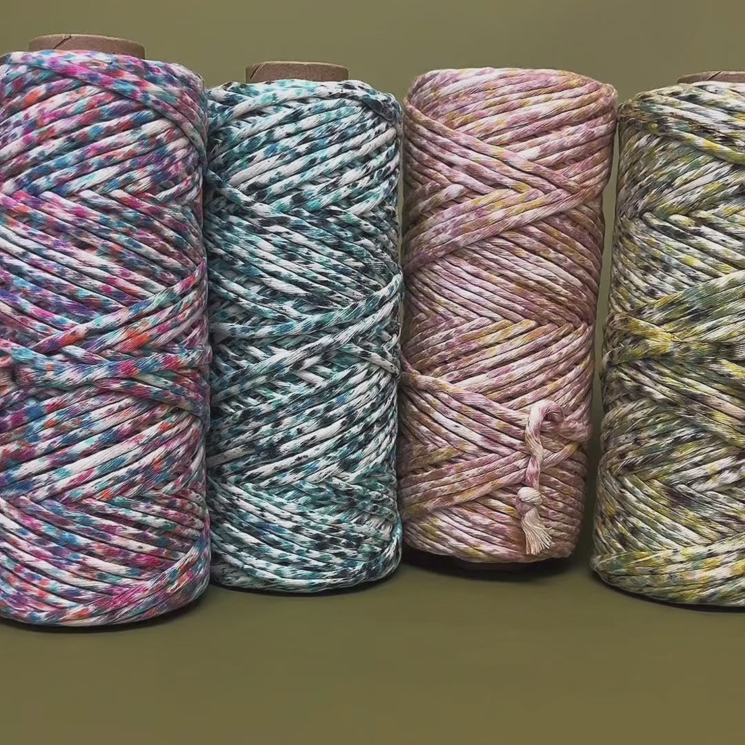 Hand Painted Confetti Soft Cotton Cord 4mm - 1 Single Strand - Goldfinch