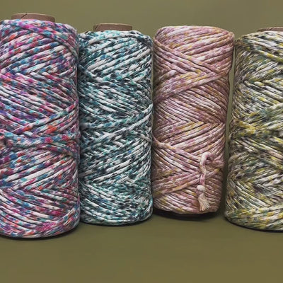 Hand Painted Confetti Soft Cotton Cord 4mm - 1 Single Strand - Goldfinch