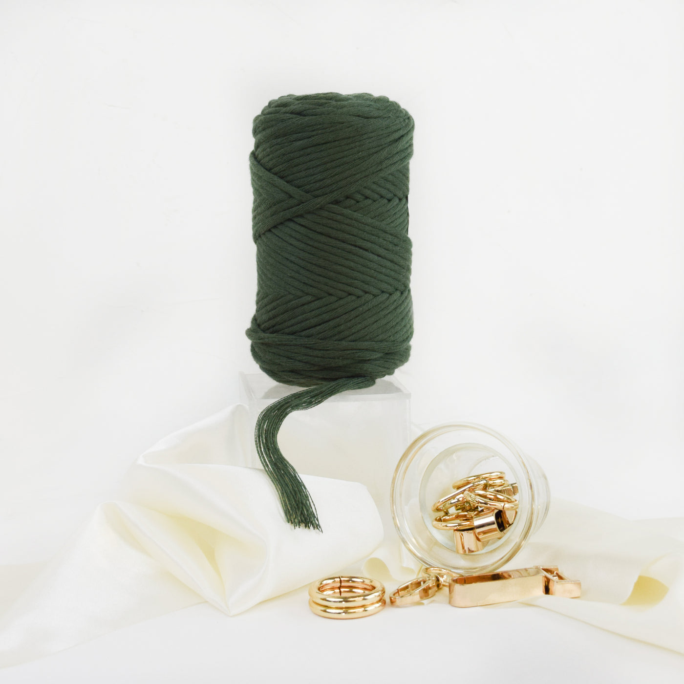 COTTON - VISCOSE ROLL 4 MM - OLIVE GREEN COLOR | LIMITED EDITION