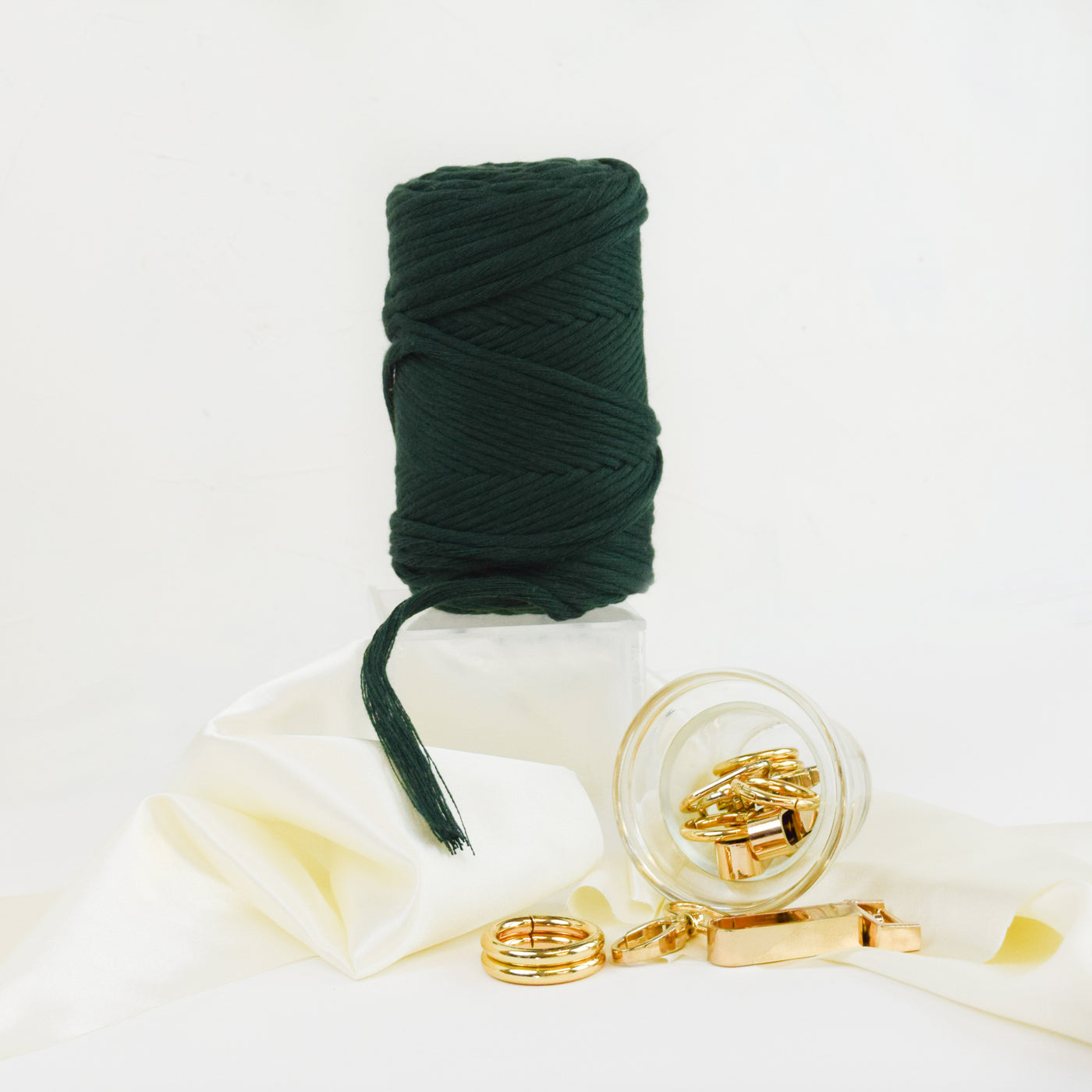 COTTON - VISCOSE ROLL 4 MM - DEEP GREEN COLOR | LIMITED EDITION