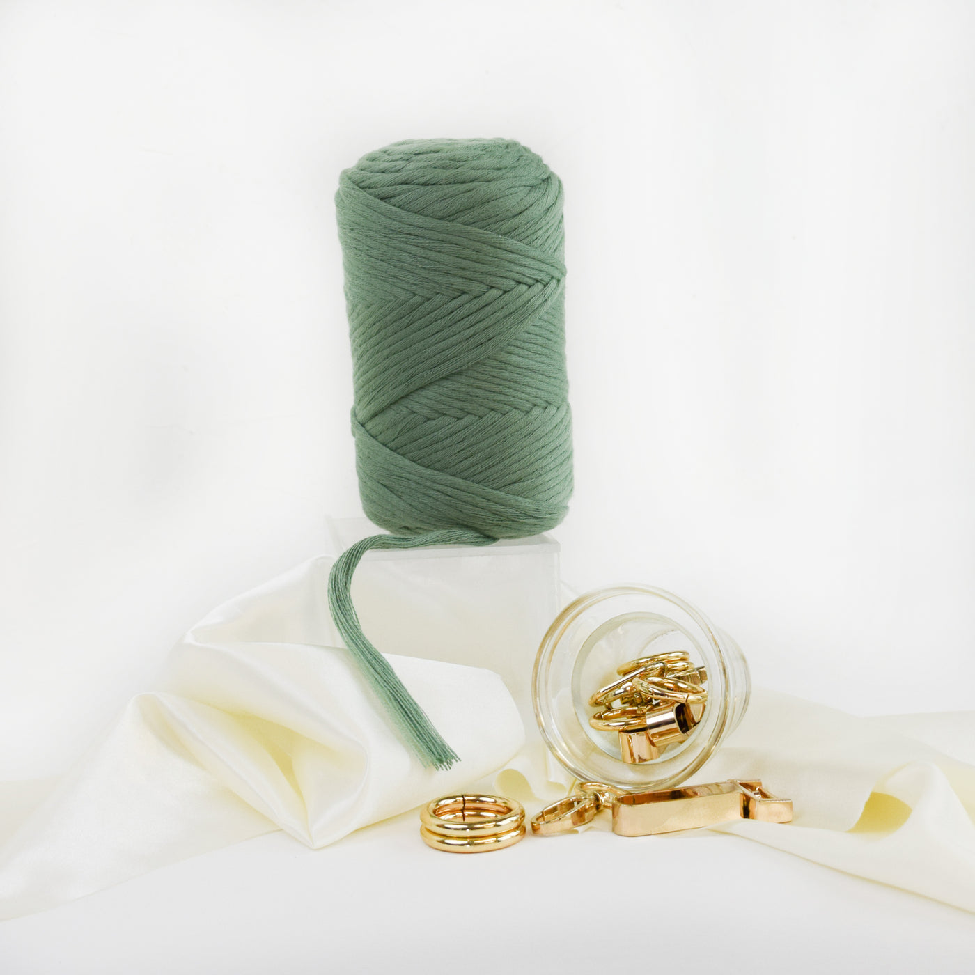 COTTON - VISCOSE ROLL 4 MM - DUSTY GREEN COLOR | LIMITED EDITION