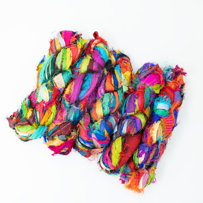 RECYCLED SARI SILK FRIZZ RIBBON MULTICOLOR