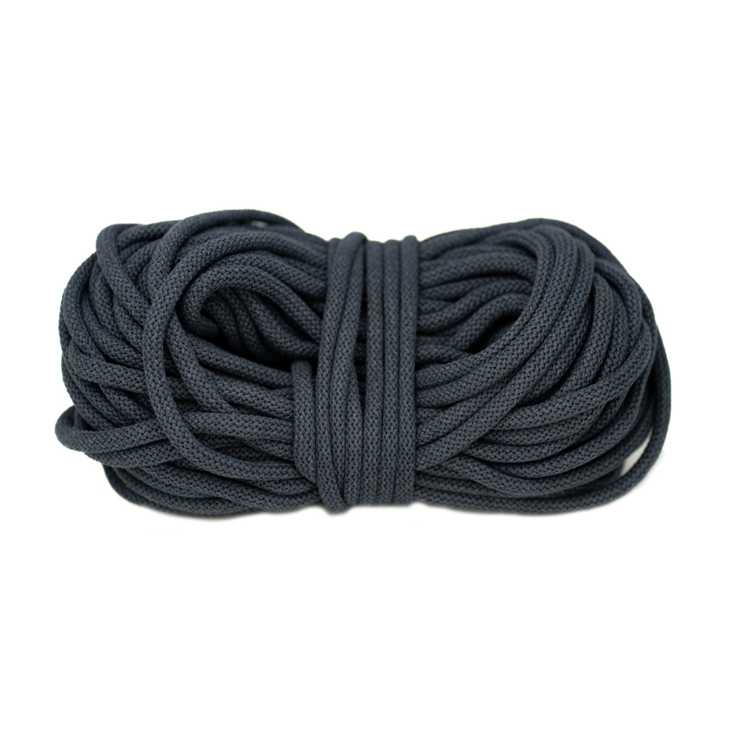 Braided Recycled Cotton Cord 9mm - Anthracite