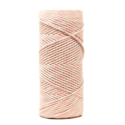 DUAL RECYCLED COTTON MACRAME CORD 4 MM - SINGLE STRAND - PALE PINK + ALMOND COLOR