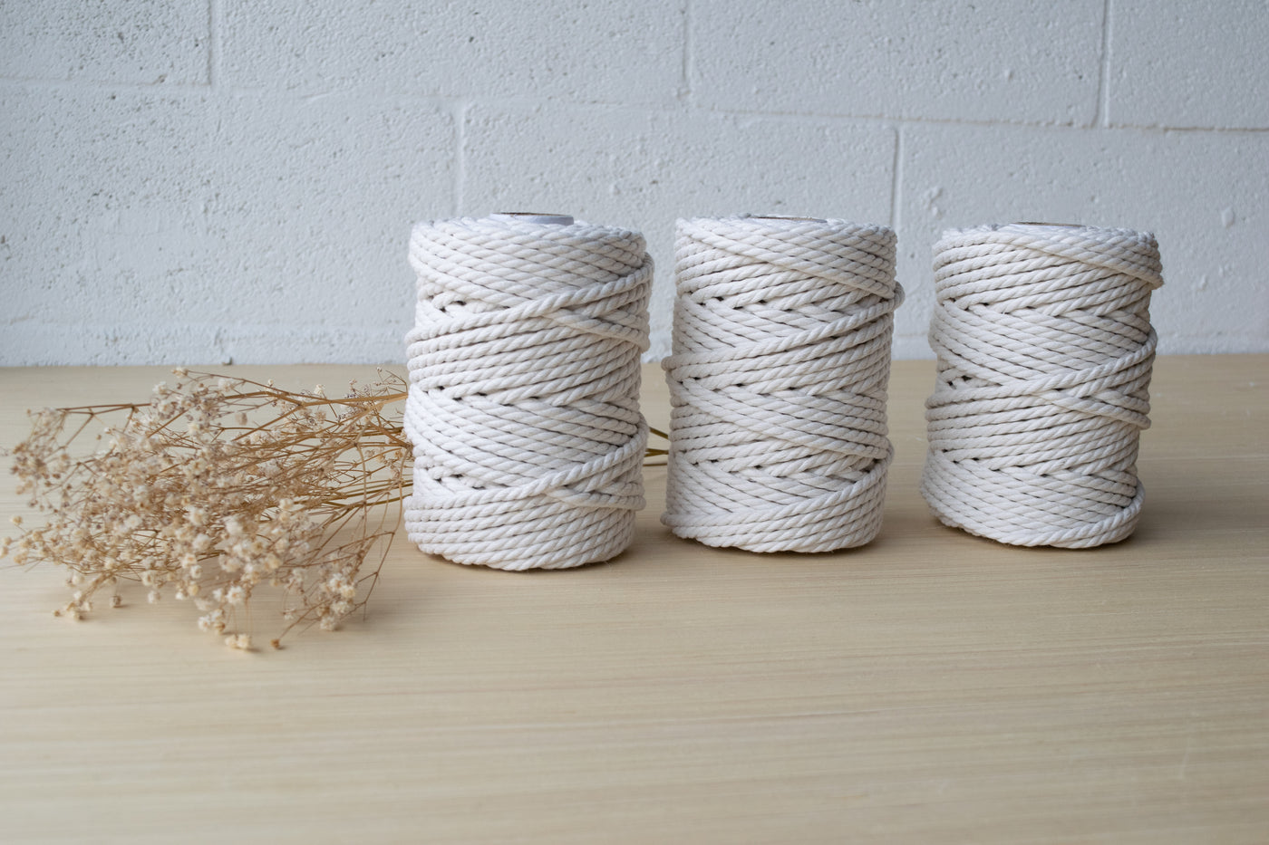 COTTON ROPE ZERO WASTE 5 MM - 3 PLY - NATURAL COLOR