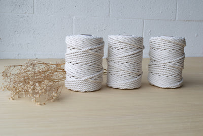 COTTON ROPE ZERO WASTE 5 MM - 3 PLY - NATURAL COLOR