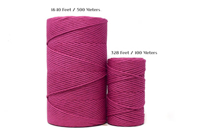 SOFT COTTON CORD ZERO WASTE 4 MM - 1 SINGLE STRAND - RASPBERRY COLOR