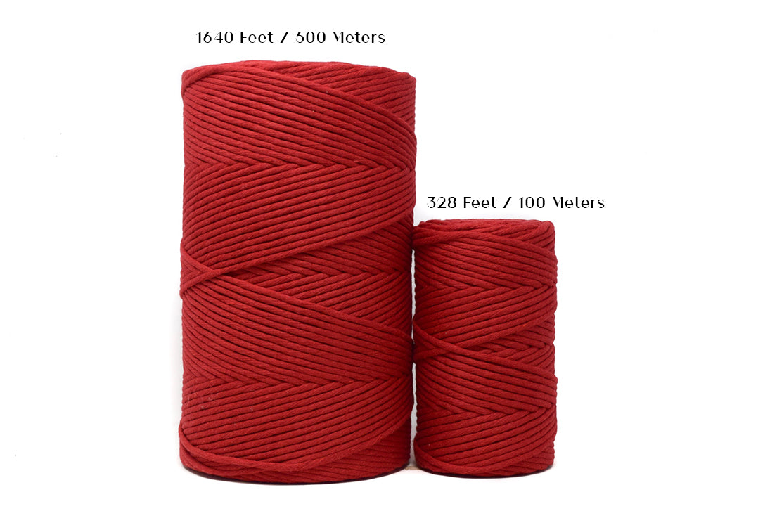 SOFT COTTON CORD ZERO WASTE 4 MM - 1 SINGLE STRAND - RED COLOR