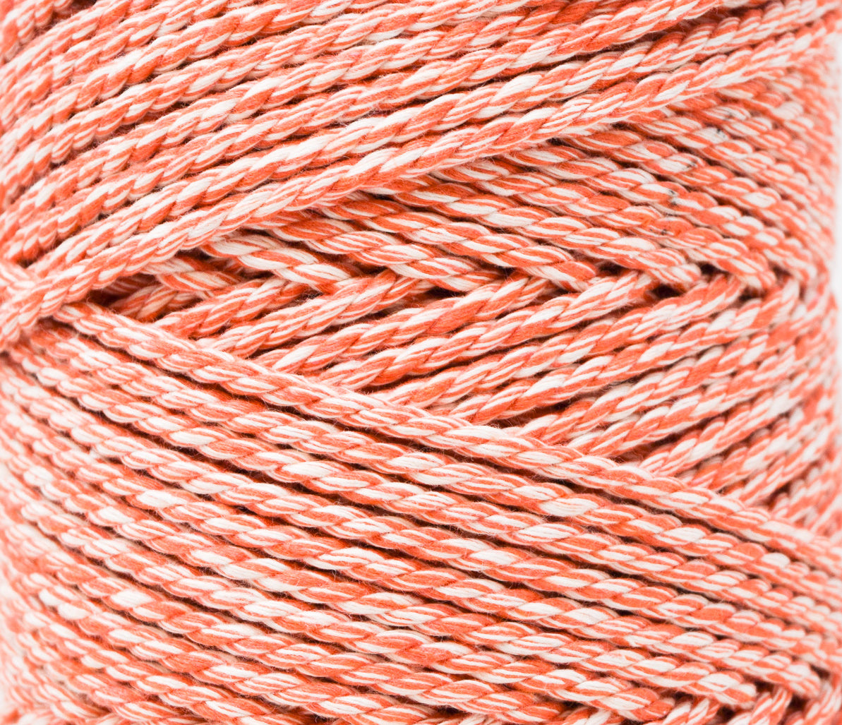 DUAL COTTON ROPE ZERO WASTE 3 MM - 3 PLY - GRAPEFRUIT + NATURAL COLOR