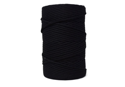 SOFT COTTON CORD ZERO WASTE 6 MM - 1 SINGLE STRAND -  BLACK COLOR