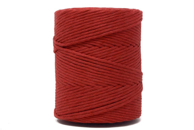 SOFT COTTON CORD ZERO WASTE 4 MM - 1 SINGLE STRAND - RED BRICK COLOR
