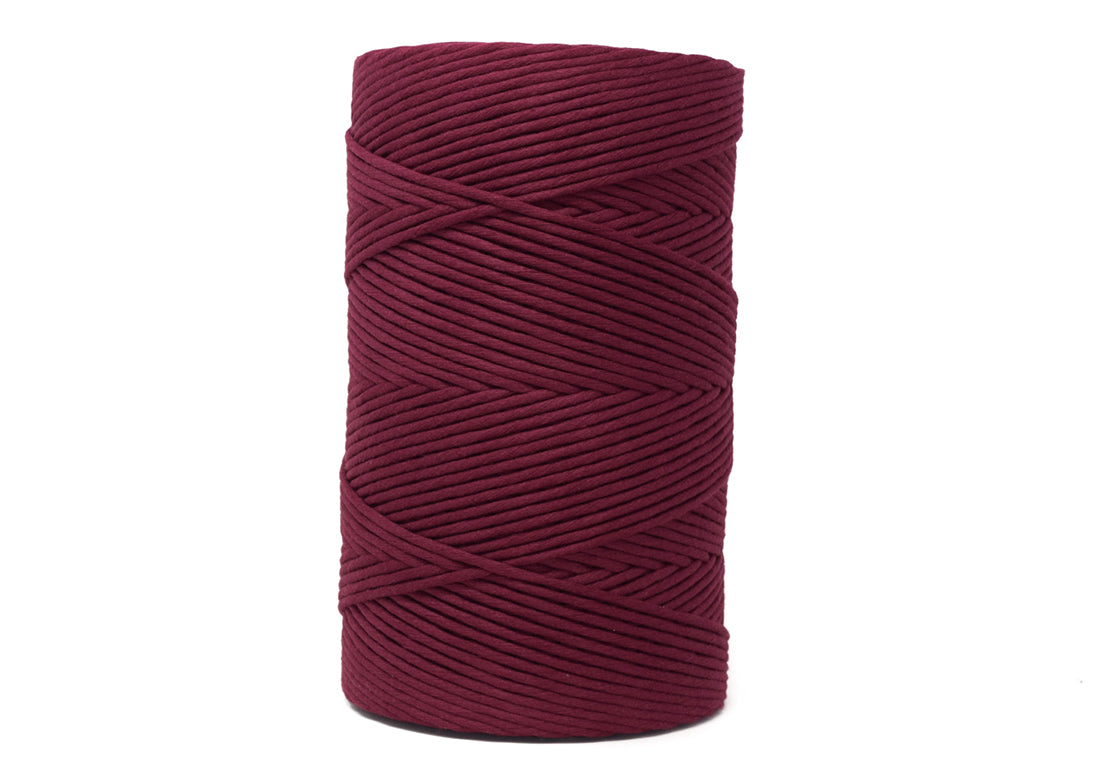 SOFT COTTON CORD ZERO WASTE 4 MM - 1 SINGLE STRAND - BURGUNDY COLOR