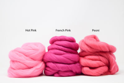 MERINO WOOL ROVING - HOT PINK