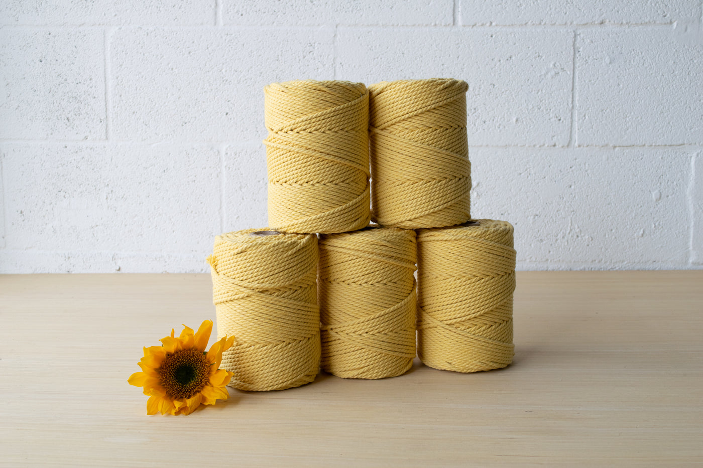 COTTON ROPE ZERO WASTE 3 MM - 3 PLY - SUNFLOWER YELLOW COLOR