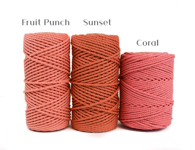 COTTON ROPE ZERO WASTE 3 MM - 3 PLY - FRUIT PUNCH COLOR