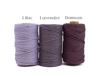 COTTON ROPE ZERO WASTE 2 MM - 3 PLY - DAMSON COLOR