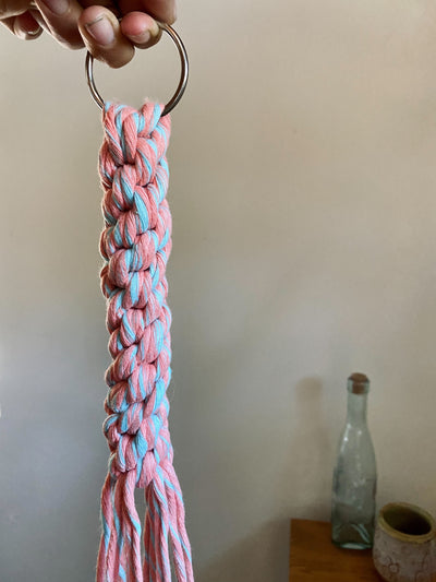 DUAL RECYCLED COTTON MACRAME CORD 4 MM - SINGLE STRAND - FRUIT PUNCH + BIMINI COLOR