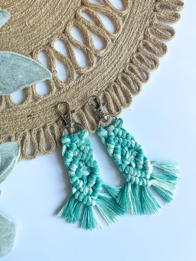 DUAL RECYCLED COTTON MACRAME CORD 4 MM - SINGLE STRAND - MINT + CARIBBEAN SEA COLOR