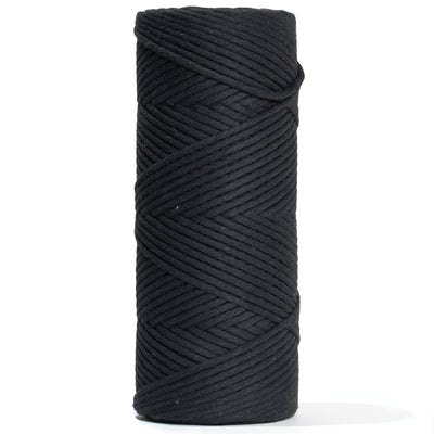 SOFT COTTON CORD ZERO WASTE 4 MM - 1 SINGLE STRAND - BLACK COLOR