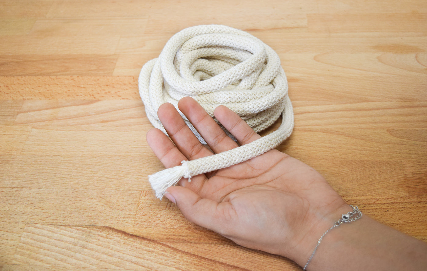 BRAIDED COTTON CORD 9 MM - NATURAL – GANXXET